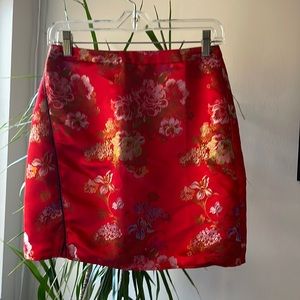 Privacy Please Red Floral Skirt ❤️